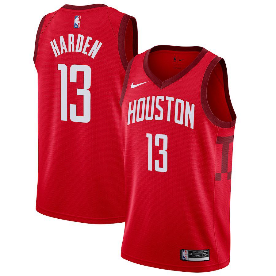 Men Houston Rockets 13 Harden Red Swingman Earned Edition NBA Jersey